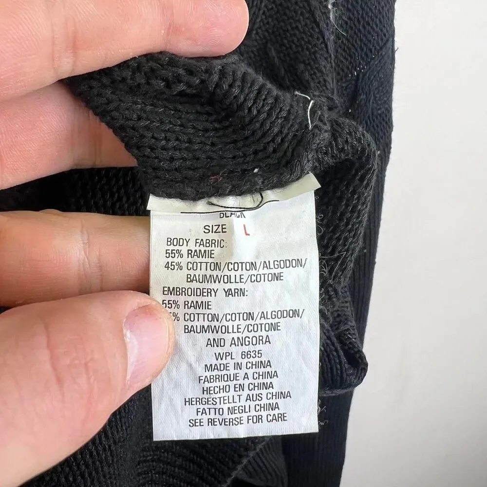 Vtg Woolrich Sweater Needlepoint Christmas Santa Claus Embroidered  Knit Size L - Picture 6 of 7